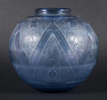 Vase Daum en berre bleuté